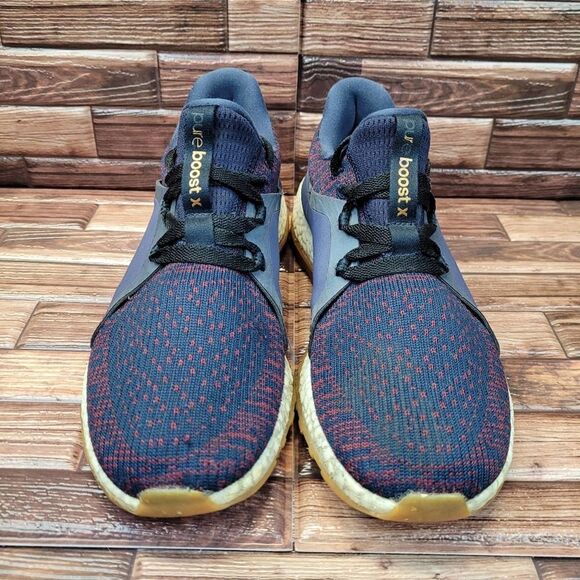 Adidas Pureboost X Athletic Running Shoes Blue Red Primeknit Womens Size 8.5 - Picture 2 of 9